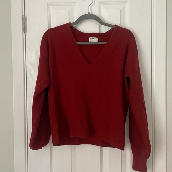 Women's Red V-Neck Sweater - Picture 1 of 3